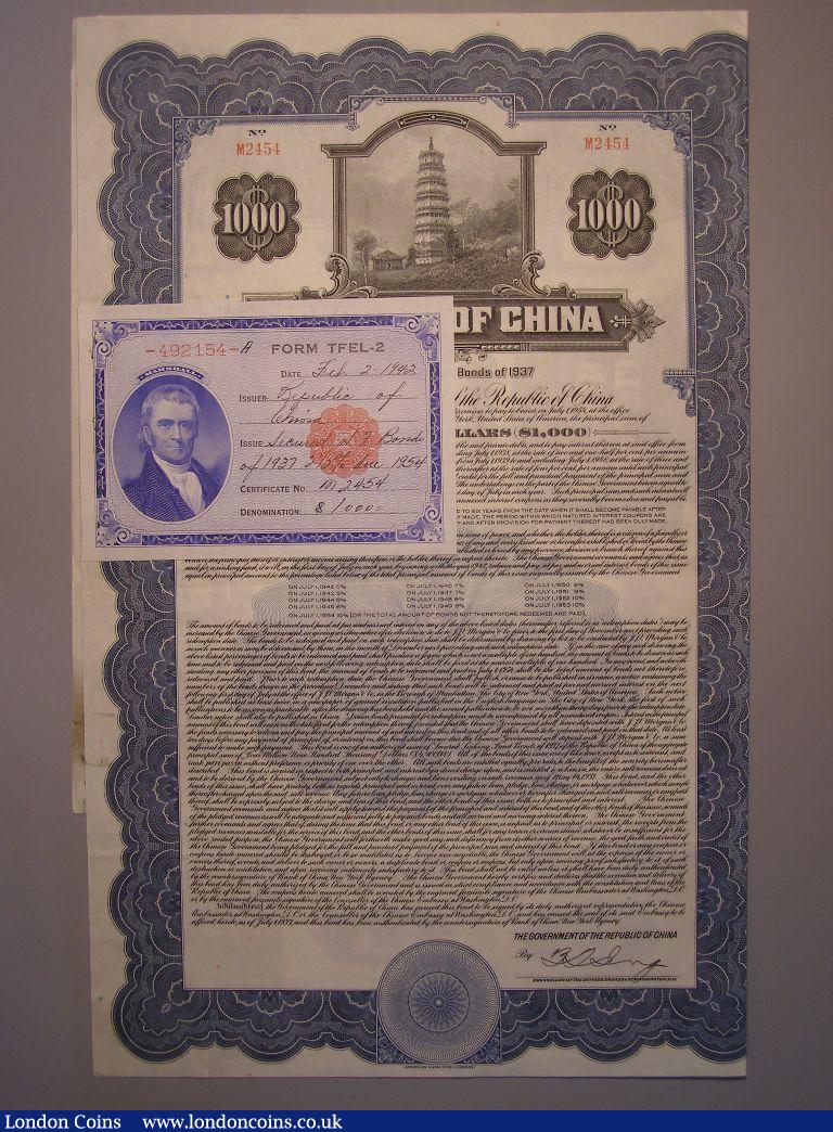 China Republic Of China Secured Sinking Fund Bonds Of 1937