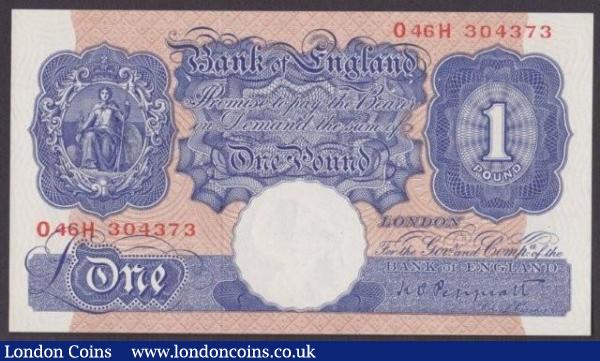 One pound Peppiatt blue B249 issued 1940 series O46H 304373 UNC : English Banknotes : Auction 140 : Lot 169