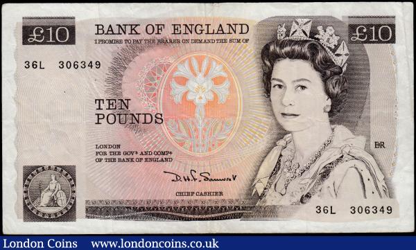Ten Pounds QE2 and Florence Nightingale, Somerset B347 issued 1980, last series 36L 306349, about VF : English Banknotes : Auction 165 : Lot 462