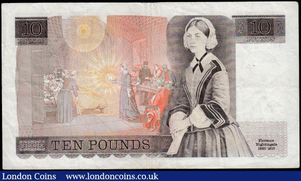 Ten Pounds QE2 and Florence Nightingale, Somerset B347 issued 1980, last series 36L 306349, about VF : English Banknotes : Auction 165 : Lot 462