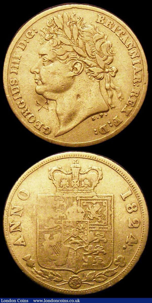 Half Sovereigns (2) 1824 Marsh 405 NF/VG with an X stamped in the obverse field, 1825 Marsh 406 Near Fine : English Coins : Auction 167 : Lot 731