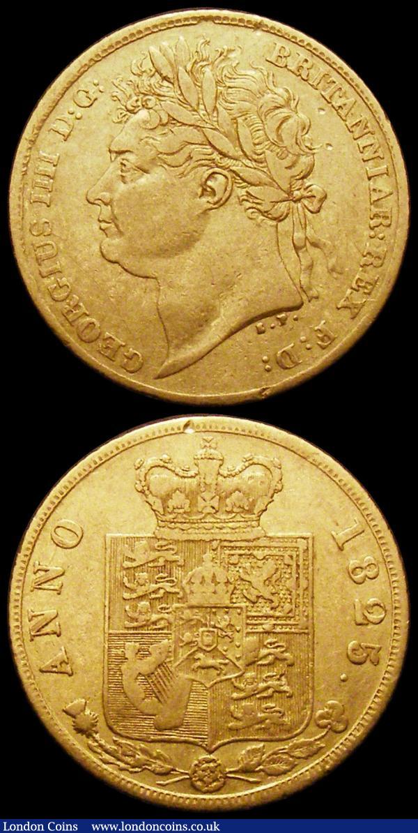 Half Sovereigns (2) 1824 Marsh 405 NF/VG with an X stamped in the obverse field, 1825 Marsh 406 Near Fine : English Coins : Auction 167 : Lot 731