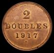 London Coins : A170 : Lot 1041 : Guernsey 2 Doubles 1917H as S.7216A Wide date with H central, LCGS variety 01,UNC with traces of lus...