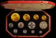 London Coins : A170 : Lot 600 : Proof Set 1911 Long Gold Set (12 coins) comprising Five Pounds, Two Pounds, Sovereign, Half Sovereig...