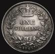 London Coins : A171 : Lot 1633 : Shilling 1865 ESC 1313, Bull 3025, Die Number 1, UNC or near so, lightly toned over original lustre,...