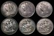 London Coins : A171 : Lot 780 : Crowns (7) 1894 LVII  Davies 509 dies 2C, Fine/Good Fine, 1895 LIX, Davies 514, Obverse 2, Reverse A...