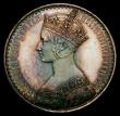 London Coins : A170 : Lot 1394 : Crown 1847 Gothic UNDECIMO ESC 288, Bull 2571 approaching UNC, with colourful toning, in an LCGS hol...