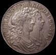 London Coins : A170 : Lot 1691 : Halfcrown 1689 Second Shield, Caul only frosted, with pearls ESC 510, Bull 839 GEF/AU with golden to...