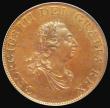 London Coins : A175 : Lot 2031 : Halfpenny 1799 Copper Pattern, Peck 1235, KH16, Obverse: Six square jewels to the brooch, the centre...