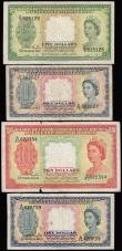 London Coins : A181 : Lot 323 : Malaya and British Borneo 21st March 1953 issues (4) Dollar (2) $5 and $10 all Fine the 10 with smal...