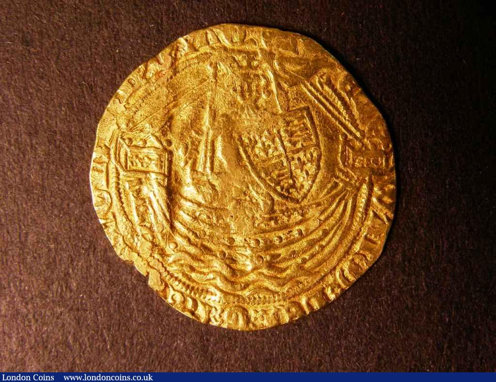 Half Noble Edward III treaty period 1361-69. S. 1507. Good fine, slight crease mark. : Hammered Coins : Auction 122 : Lot 1232