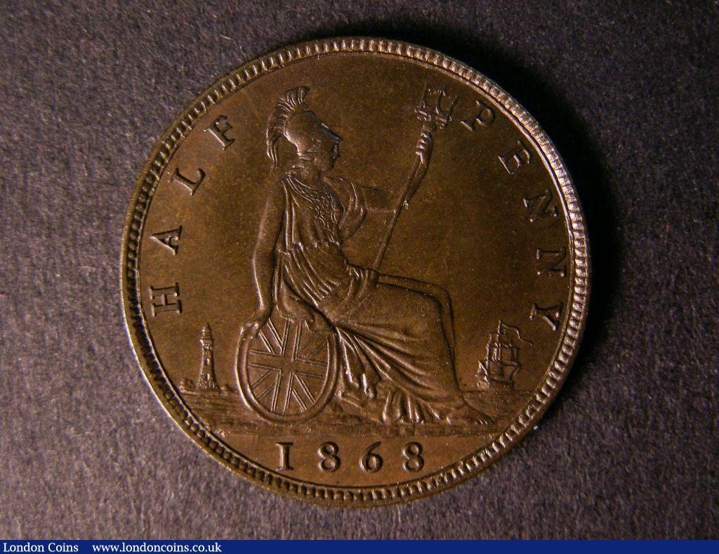 London Coins : A122 : Lot 1689 : Halfpenny 1868 Peck 1792 (this coin listed) Not in Freeman, Numbers 178/598 lightly scratched in...