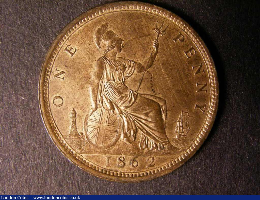 Penny 1862 Freeman 39 dies 6+G Lustrous A/UNC with some dark marks on the bust : English Coins : Auction 122 : Lot 1743