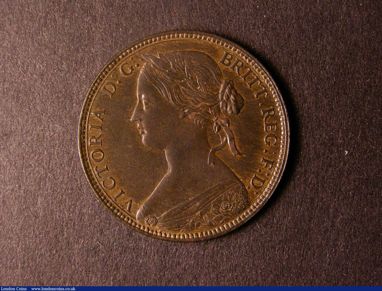 Penny 1860 Toothed Border Freeman 10 dies 2+D UNC toned : English Coins : Auction 124 : Lot 687