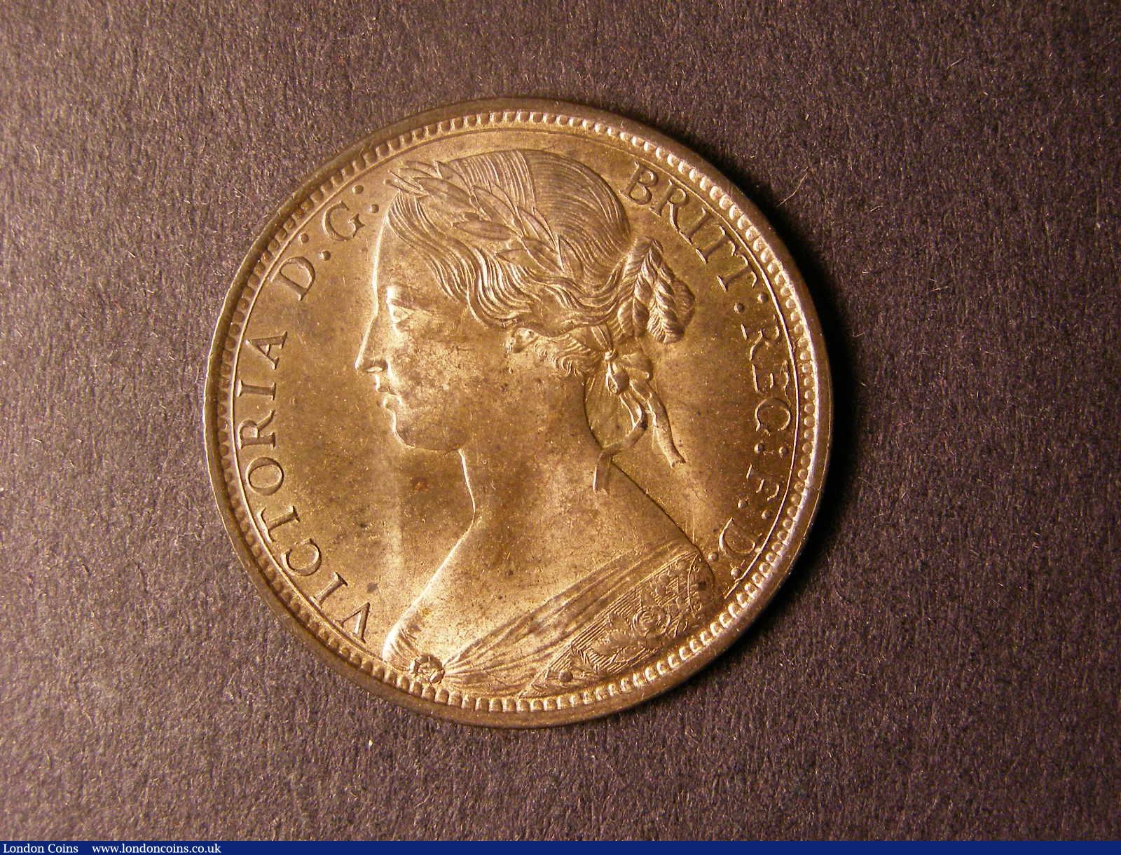 Penny 1872 Freeman 62 dies 6+G UNC with good lustre on the obverse and some toning on the reverse : English Coins : Auction 124 : Lot 719