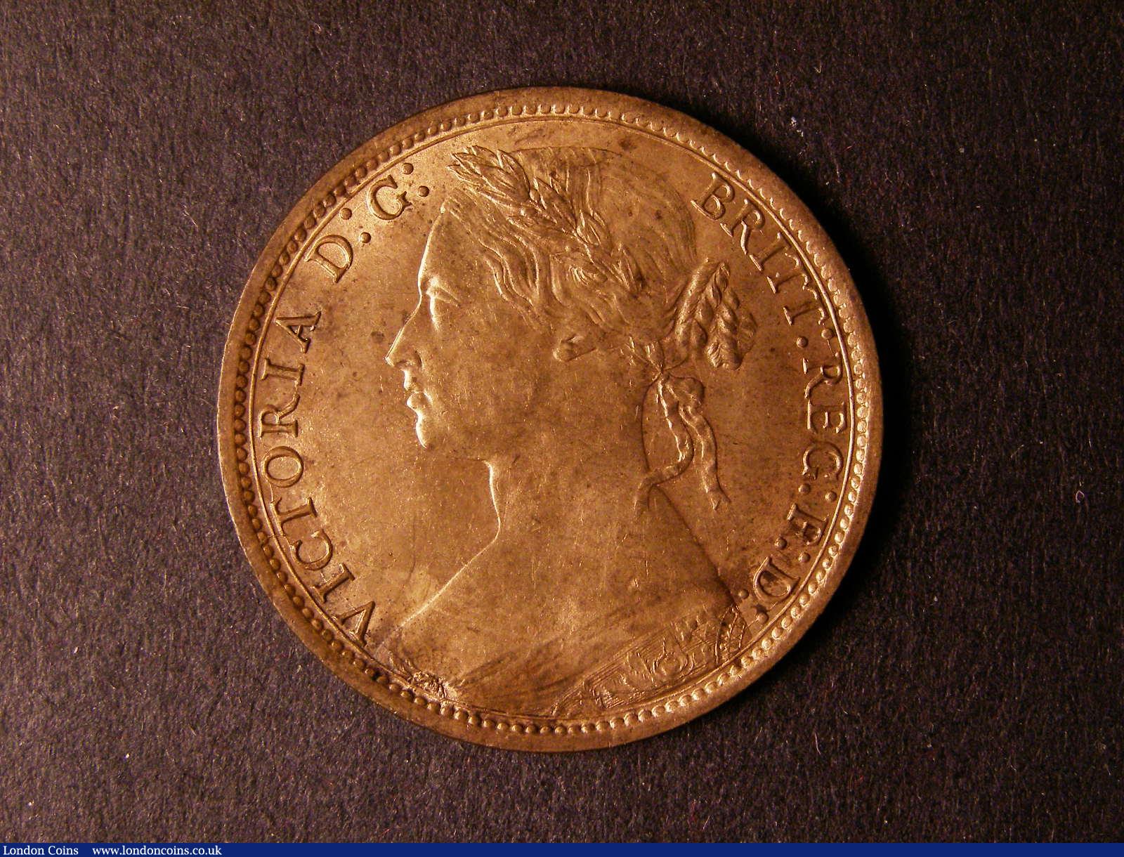 Penny 1874 Freeman 72 dies 7+H UNC with about 70% lustre slightly uneven : English Coins : Auction 124 : Lot 727