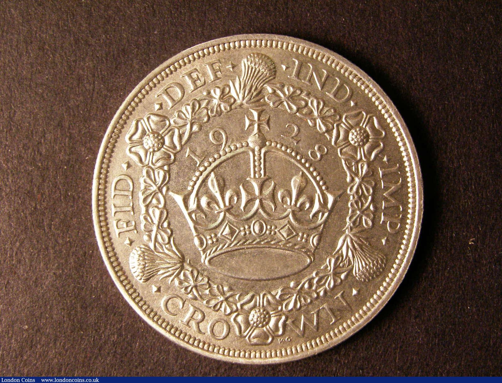 London Coins : A124 : Lot 191 : Crown 1928 ESC 368 A/UNC slight metal fault on the King's hair