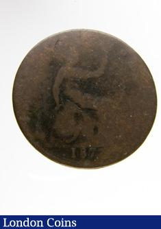 London Coins : A124 : Lot 2182 : Penny 1877 Freeman 90 dies 8+H narrow date (Rarity 18) one of the rarest currency types in the entir...