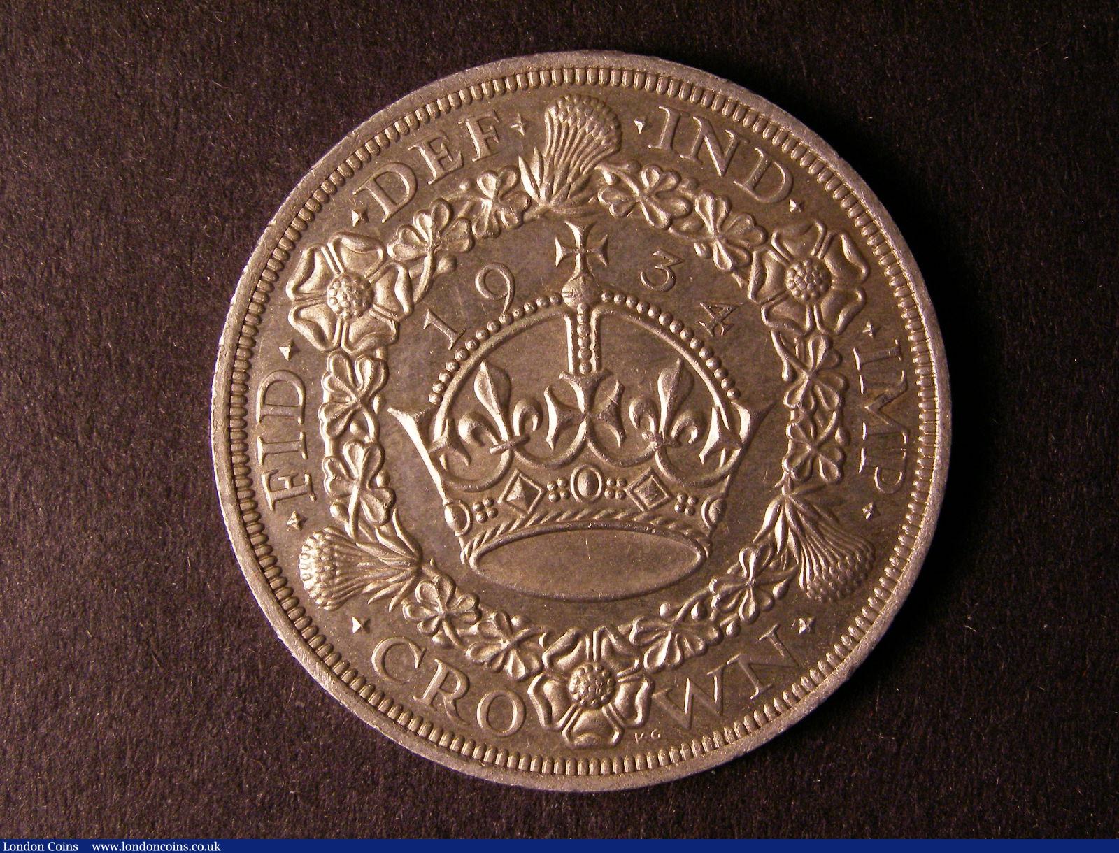 London Coins : A124 : Lot 231 : Crown 1934 ESC 374 and the key to the series Unc with bag marks