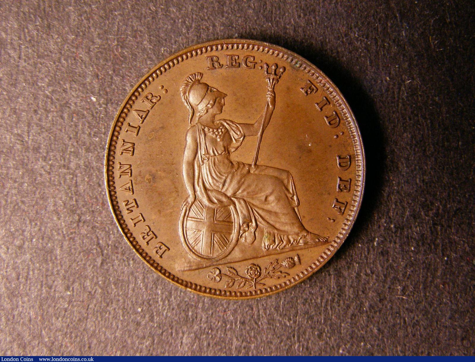 London Coins : A124 : Lot 255 : Farthing 1839 Copper Proof with reverse inverted Peck 1557 nFDC with a few small spots