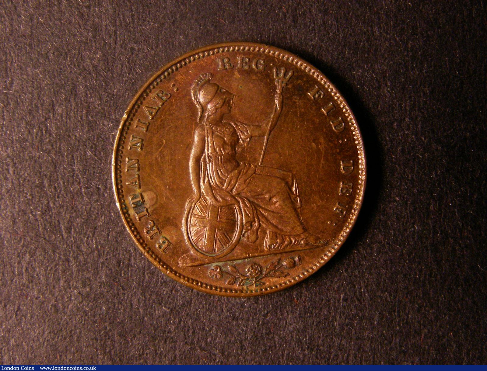 London Coins : A124 : Lot 262 : Farthing 1848 Peck 1569 A/UNC with some lustre and some contact marks