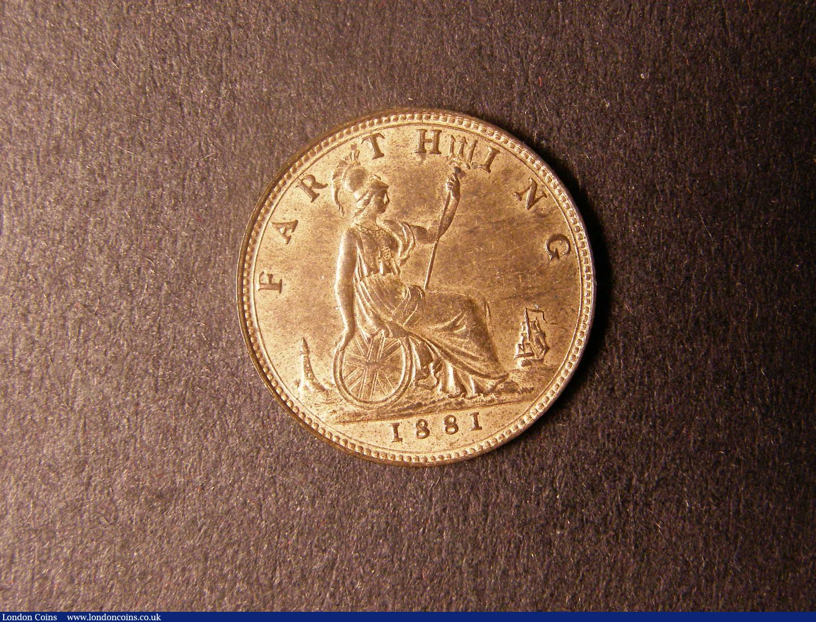 London Coins : A124 : Lot 310 : Farthing 1881 Freeman 545 dies 6+C UNC with good lustre