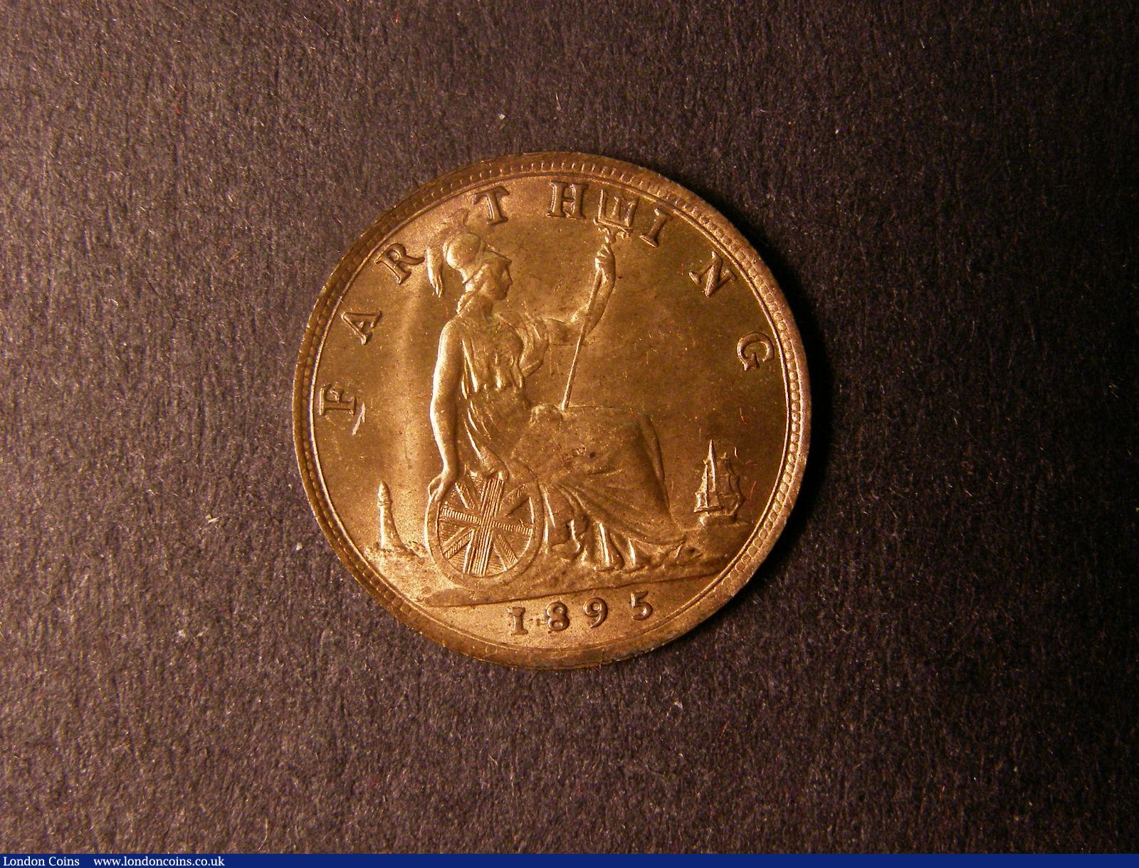 London Coins : A124 : Lot 317 : Farthing 1895 Bun Head Freeman 570 dies 7+F Lustrous UNC very rare in this high grade
