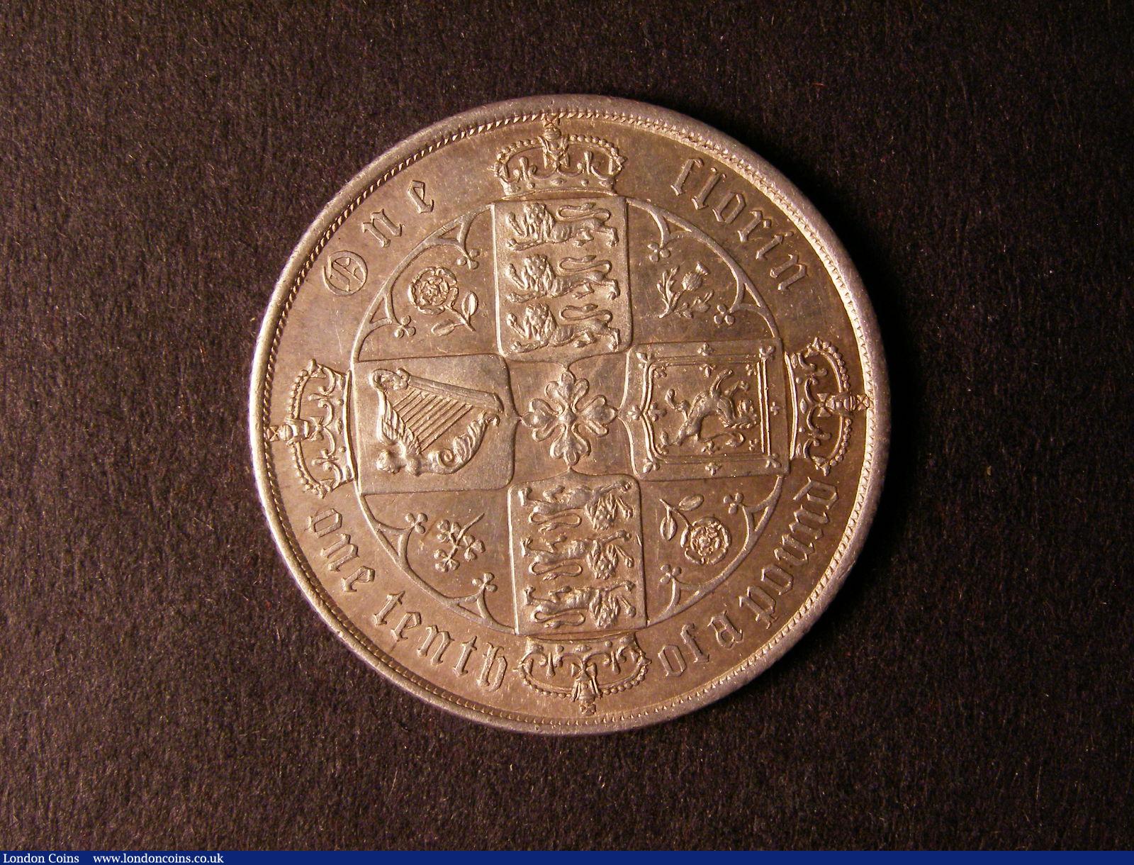 London Coins : A124 : Lot 343 : Florin 1873 ESC 841 Die Number 19 EF with toning