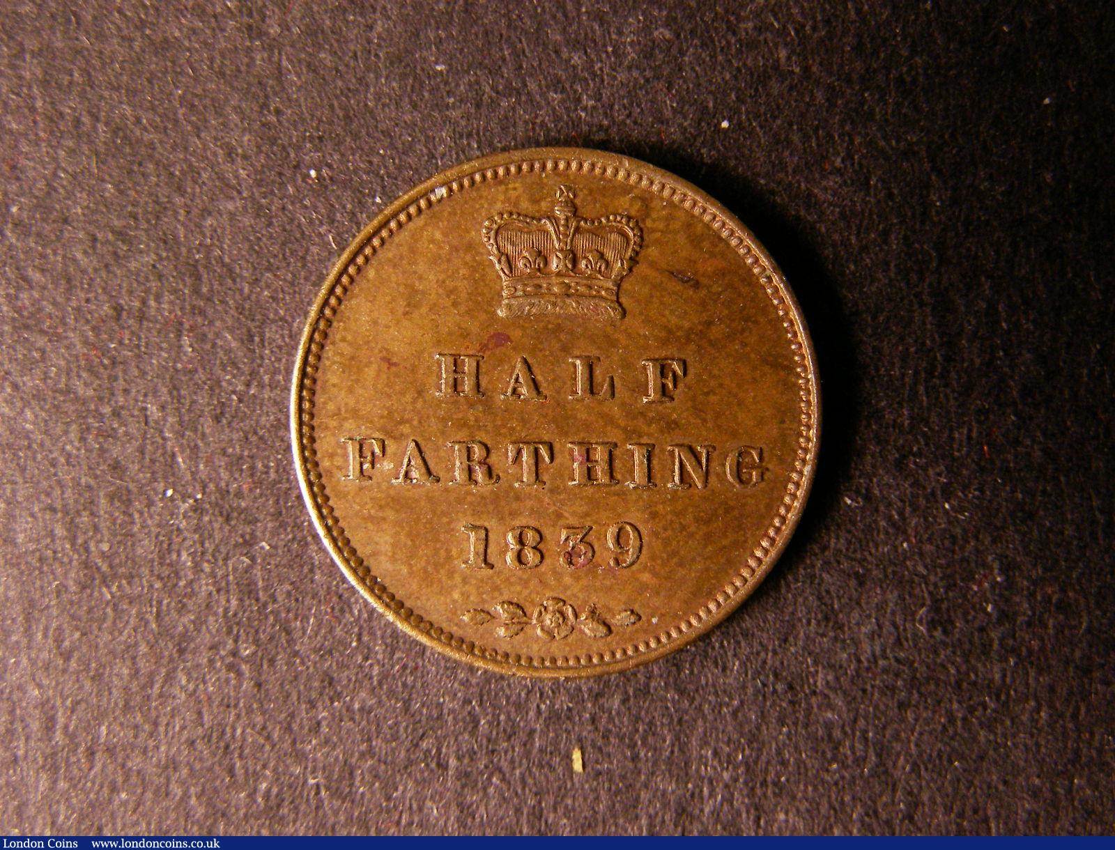 London Coins : A124 : Lot 414 : Half Farthing 1839 Peck 1590 A/UNC with traces of lustre