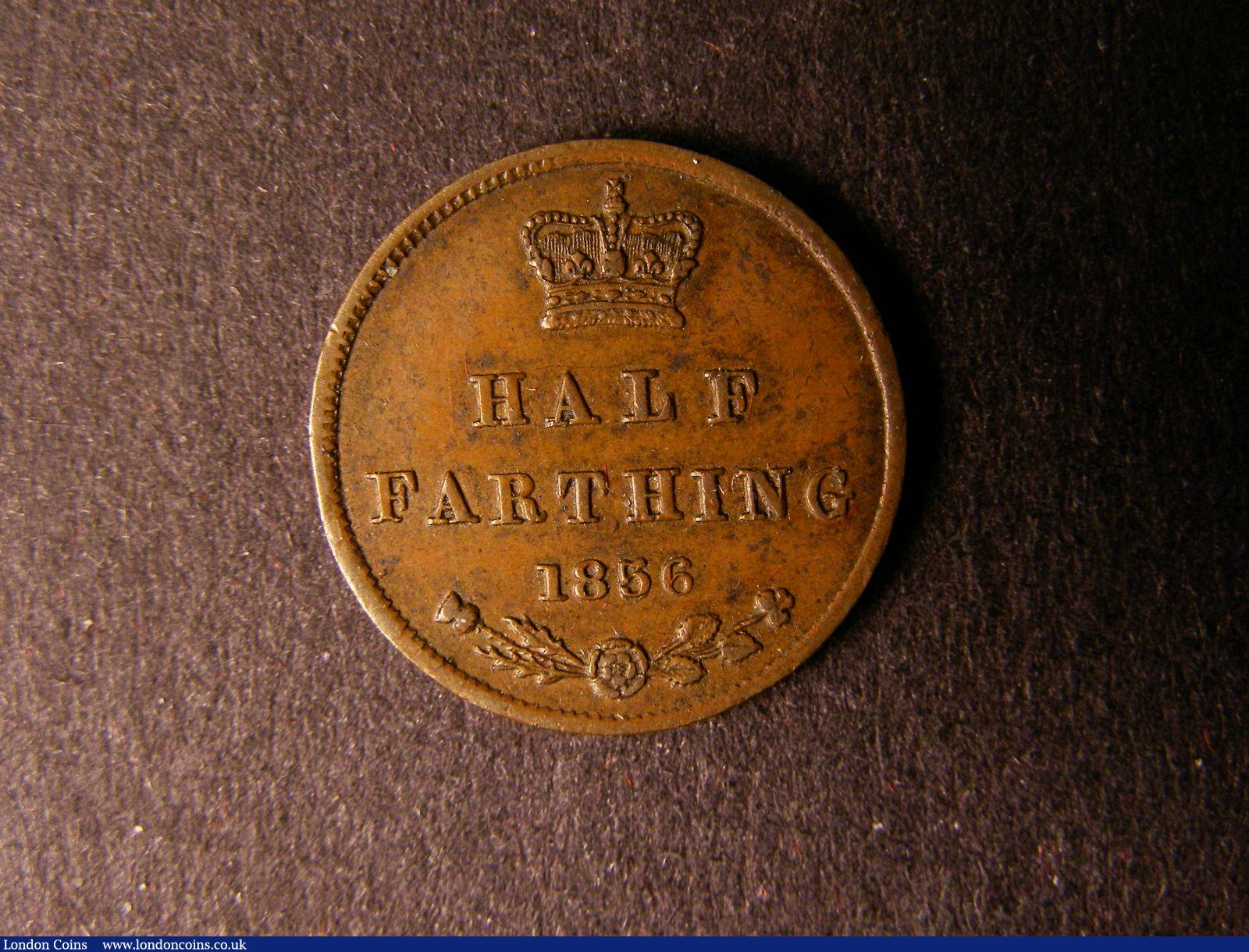 London Coins : A124 : Lot 423 : Half Farthing 1856 Peck 1603 Small Letters and date (normal) VF