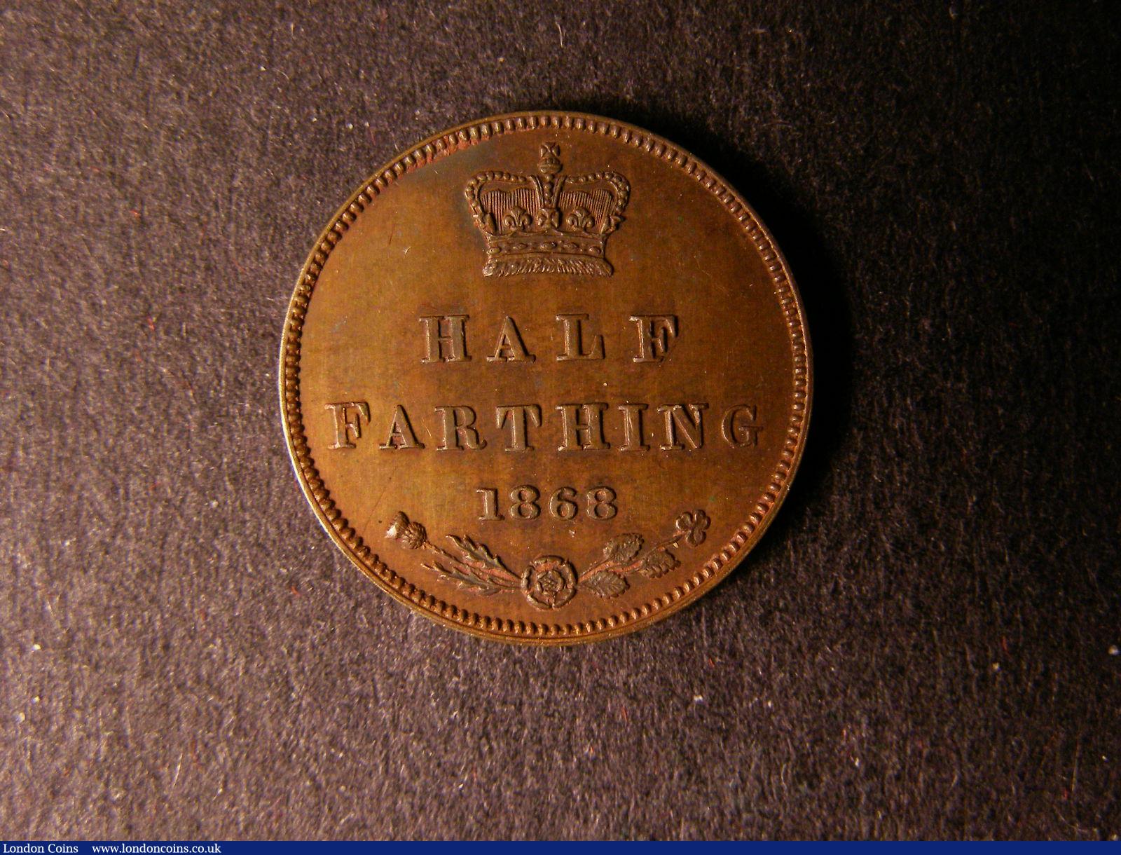 London Coins : A124 : Lot 424 : Half Farthing 1868 Bronze Proof Peck 1605 nFDC with some lustre, Very Rare