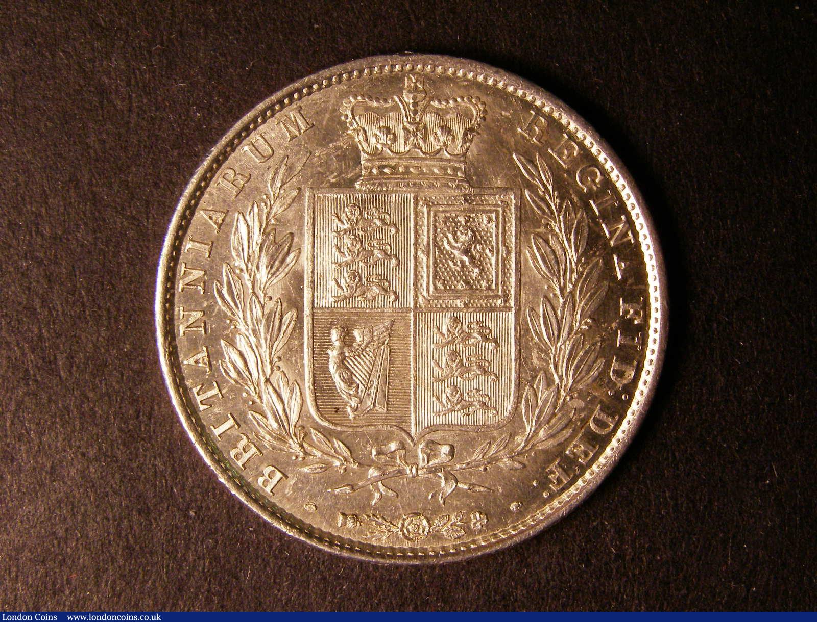 London Coins : A124 : Lot 433 : Halfcrown 1845 ESC 679 UNC with some surface marks but with reflective and proof-like fields