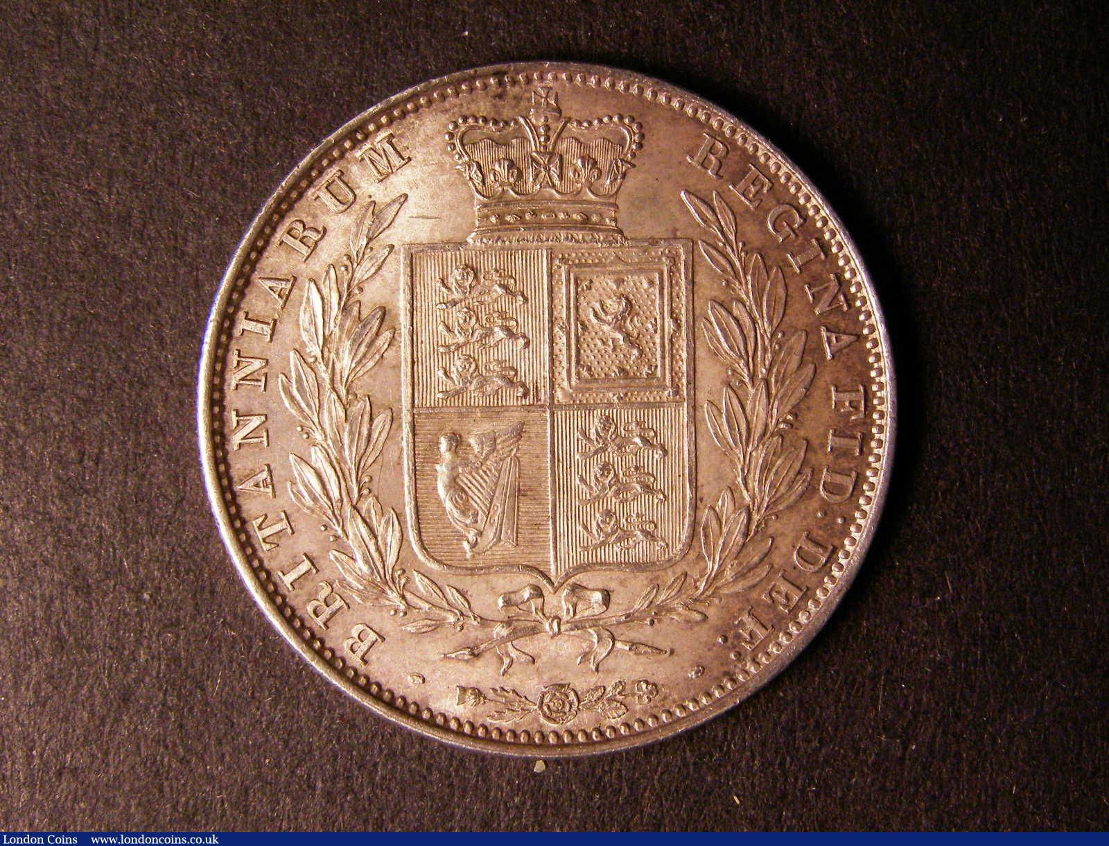 London Coins : A124 : Lot 437 : Halfcrown 1848 ESC 681A 8 over 6 EF nicely toned, Rare in this high grade, Ex-Andrew Wayne c...