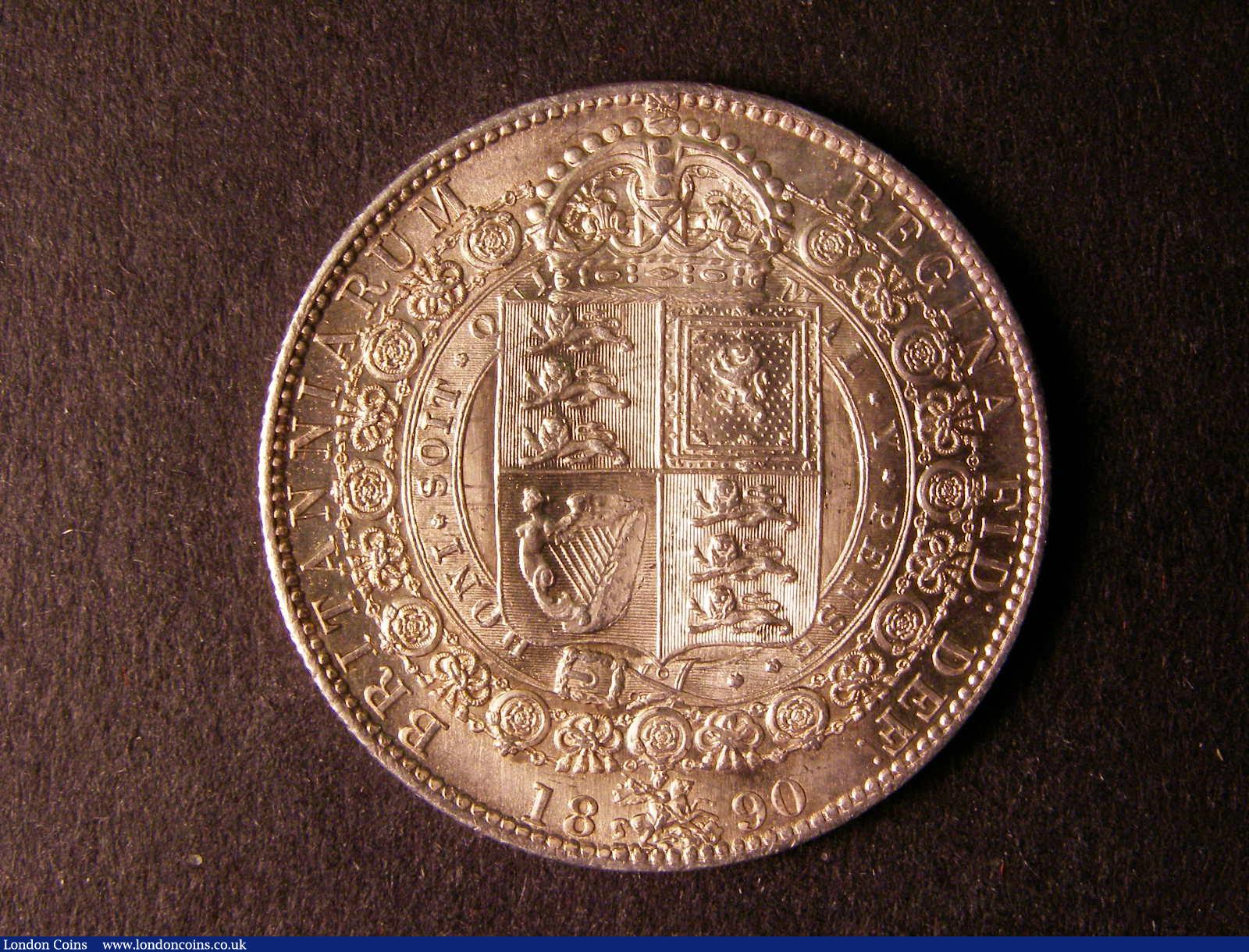 London Coins : A124 : Lot 462 : Halfcrown 1890 ESC 723 Lustrous UNC the obverse with reflective fields