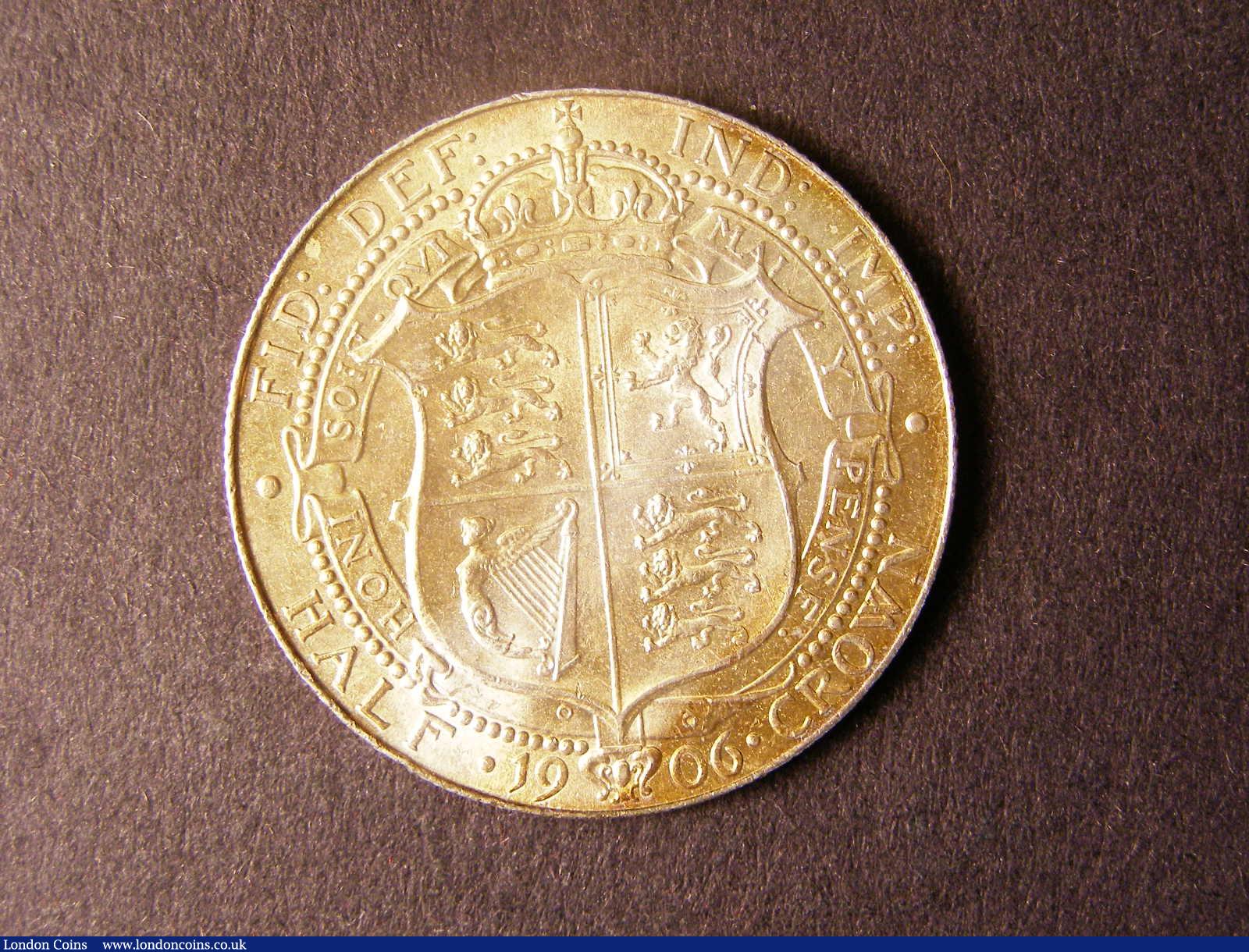 London Coins : A124 : Lot 481 : Halfcrown 1906 ESC 751 GEF with yellow/gold tone with some surface marks on the obverse