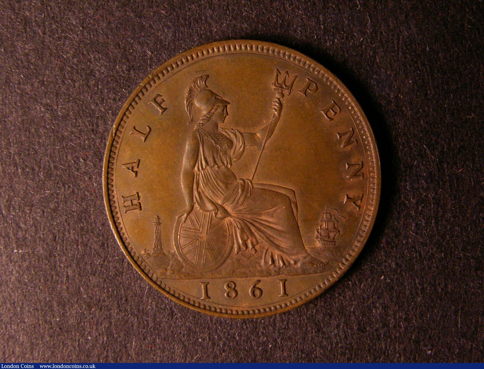 London Coins : A124 : Lot 542 : Halfpenny 1861 Copper Proof Freeman 281 dies 7+F nFDC with traces of lustre