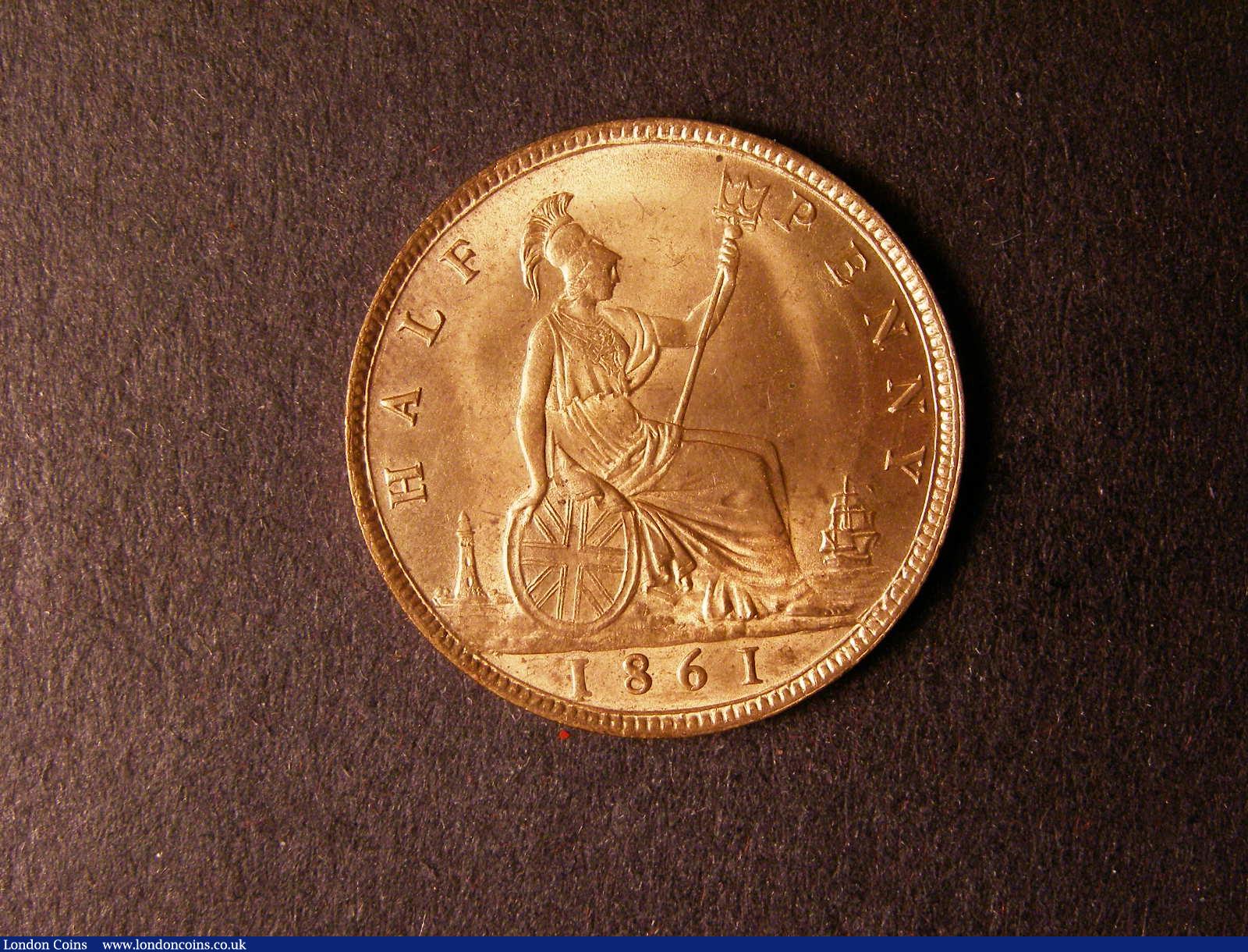 London Coins : A124 : Lot 552 : Halfpenny 1861 Freeman 282 dies 7+G UNC with full lustre
