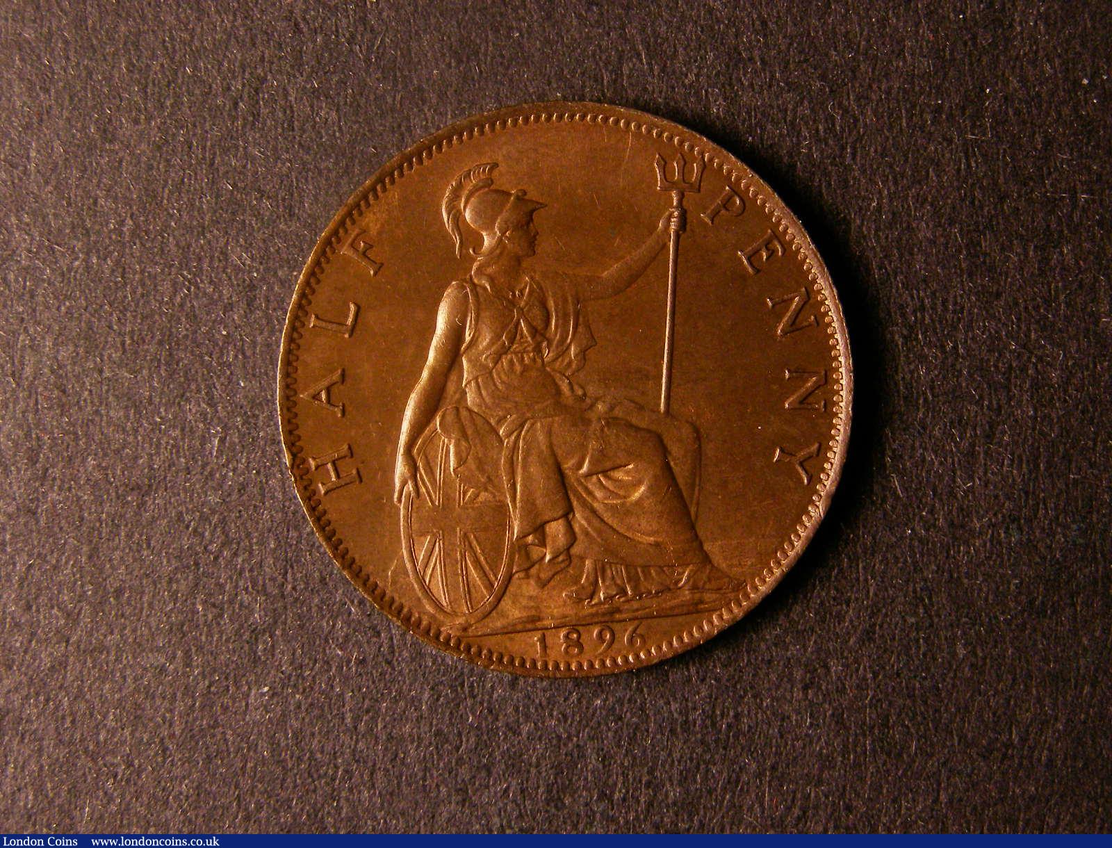 London Coins : A124 : Lot 617 : Halfpenny 1896 Freeman 372 dies 1+B UNC toned with minor cabinet friction