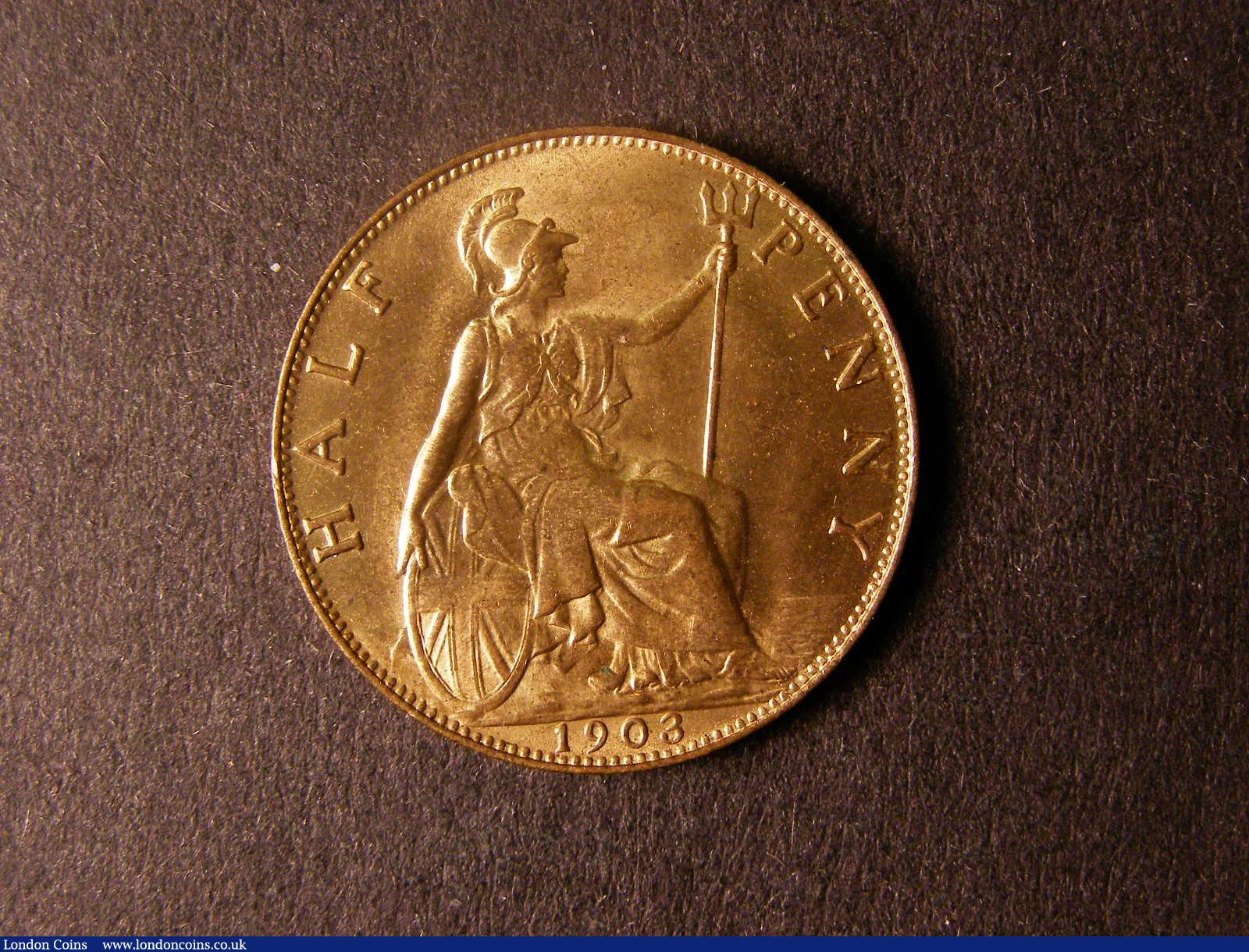 London Coins : A124 : Lot 621 : Halfpenny 1903 Freeman 382 dies 1+B UNC with almost full lustre