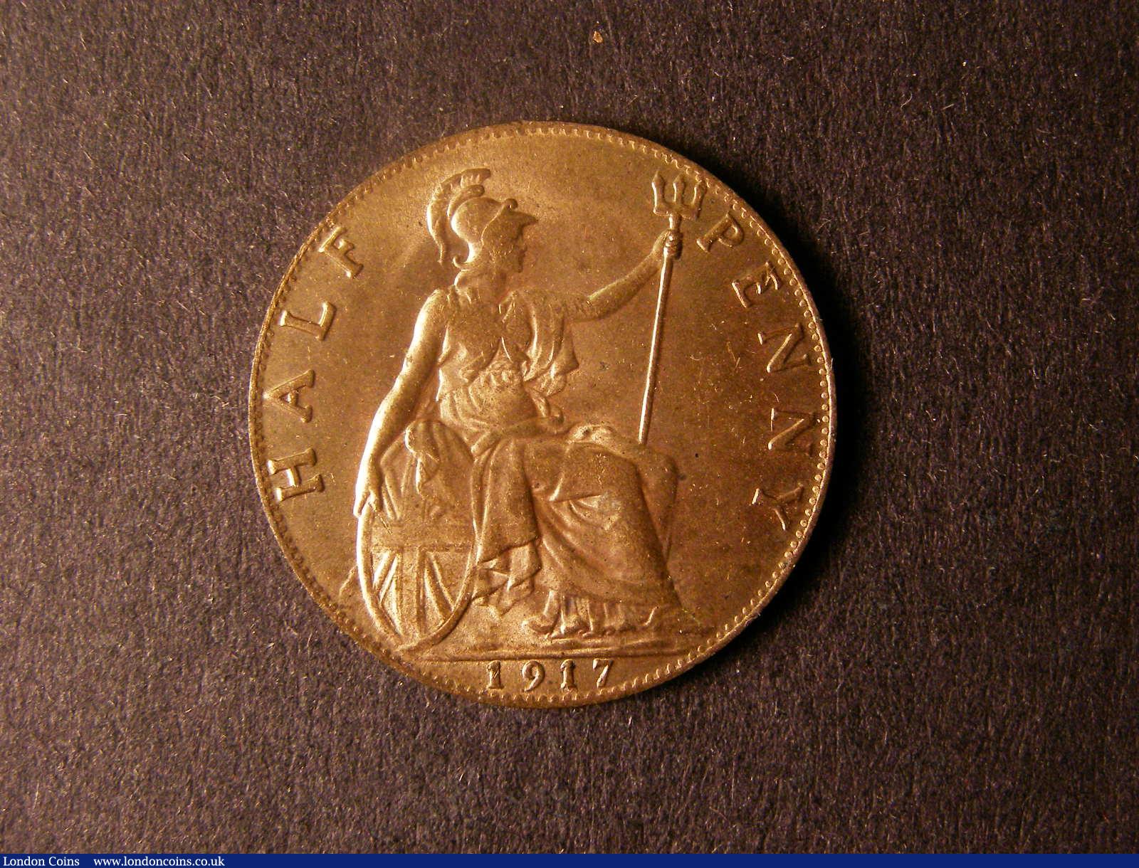 London Coins : A124 : Lot 623 : Halfpenny 1917 Freeman 396 dies 1+A UNC with practically full lustre