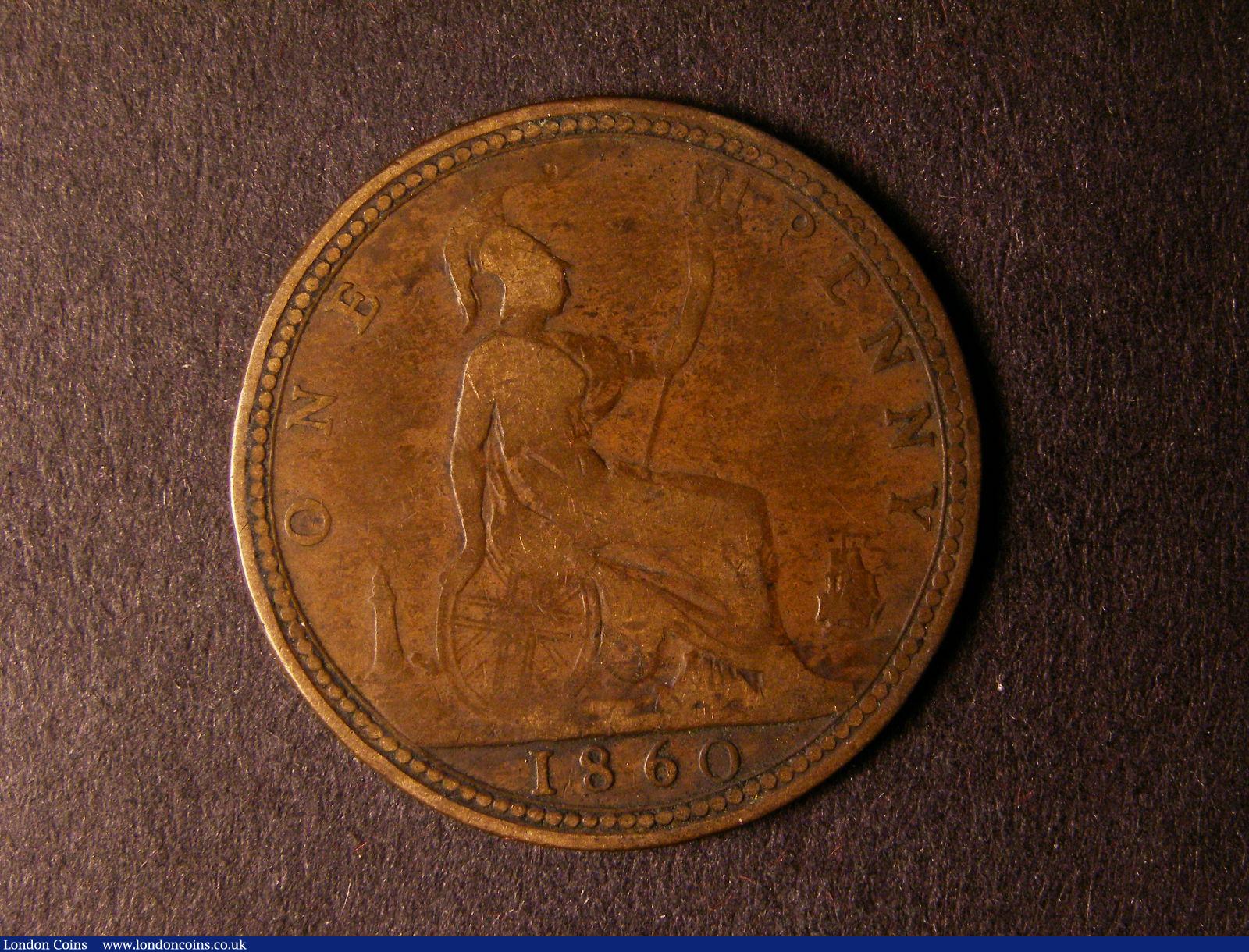 Penny 1860 Beaded Border Freeman 7 dies 1+C VG Rare : English Coins : Auction 124 : Lot 676