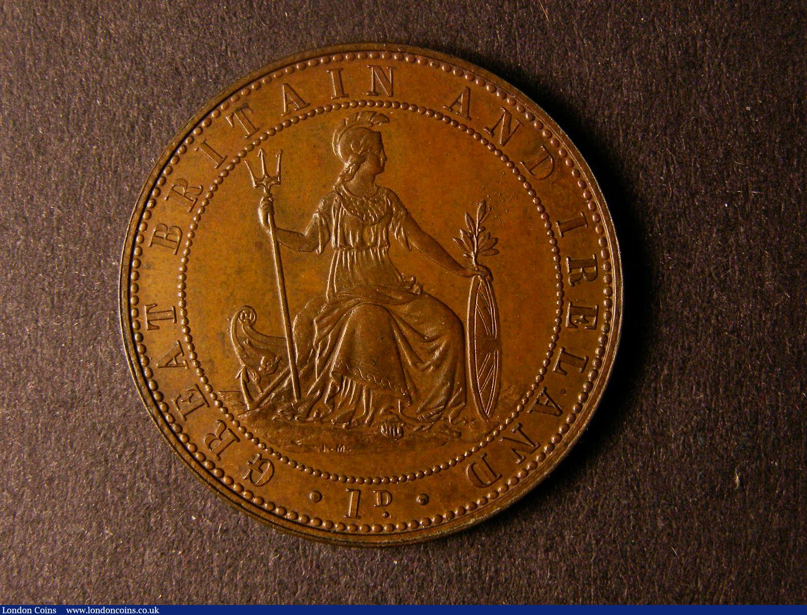 London Coins : A124 : Lot 683 : Penny 1860 Pattern by Moore in Copper Obverse 2 Freeman 831 Obverse VICTORIA QUEEN 1860 Reverse GREA...