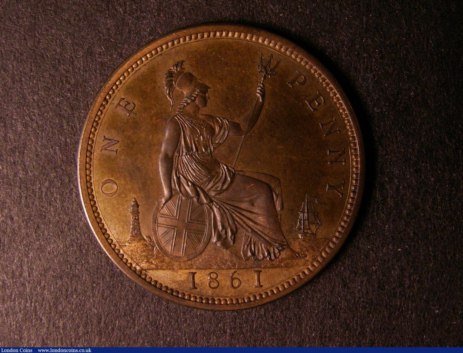 London Coins : A124 : Lot 693 : Penny 1861 Bronze Proof Freeman 37 dies 6+G rated R17 by Freeman, About FDC and retaining some l...