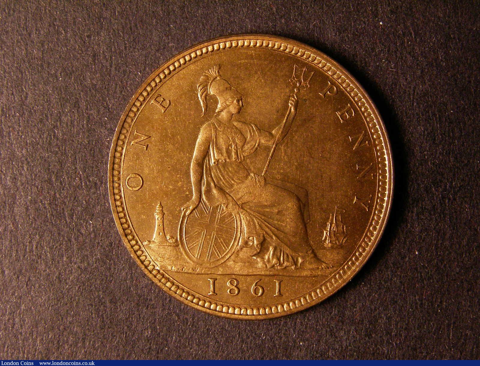 London Coins : A124 : Lot 696 : Penny 1861 Freeman 22 dies 4+D UNC with almost full lustre