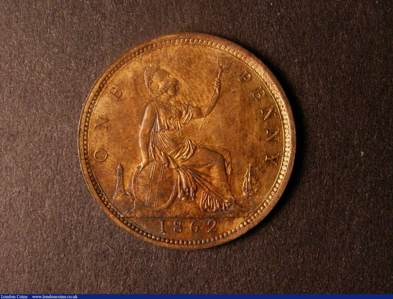 Penny 1862 Freeman 39 dies 6+G UNC the obverse with virtually full lustre, the reverse with toning : English Coins : Auction 124 : Lot 700