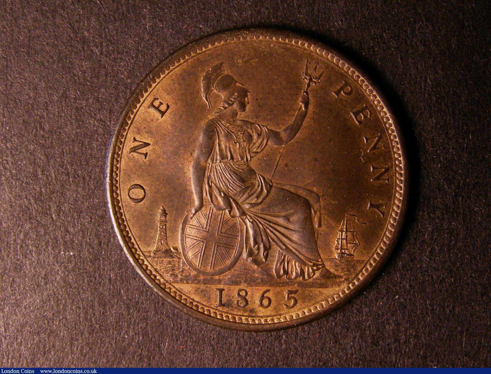 London Coins : A124 : Lot 703 : Penny 1865 5 over 3 Freeman 51 dies 6+G GEF with traces of lustre, very rare as such