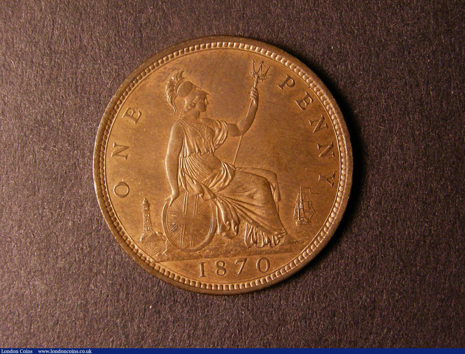 London Coins : A124 : Lot 713 : Penny 1870 Freeman 60 dies 6+G A/UNC with traces of lustre