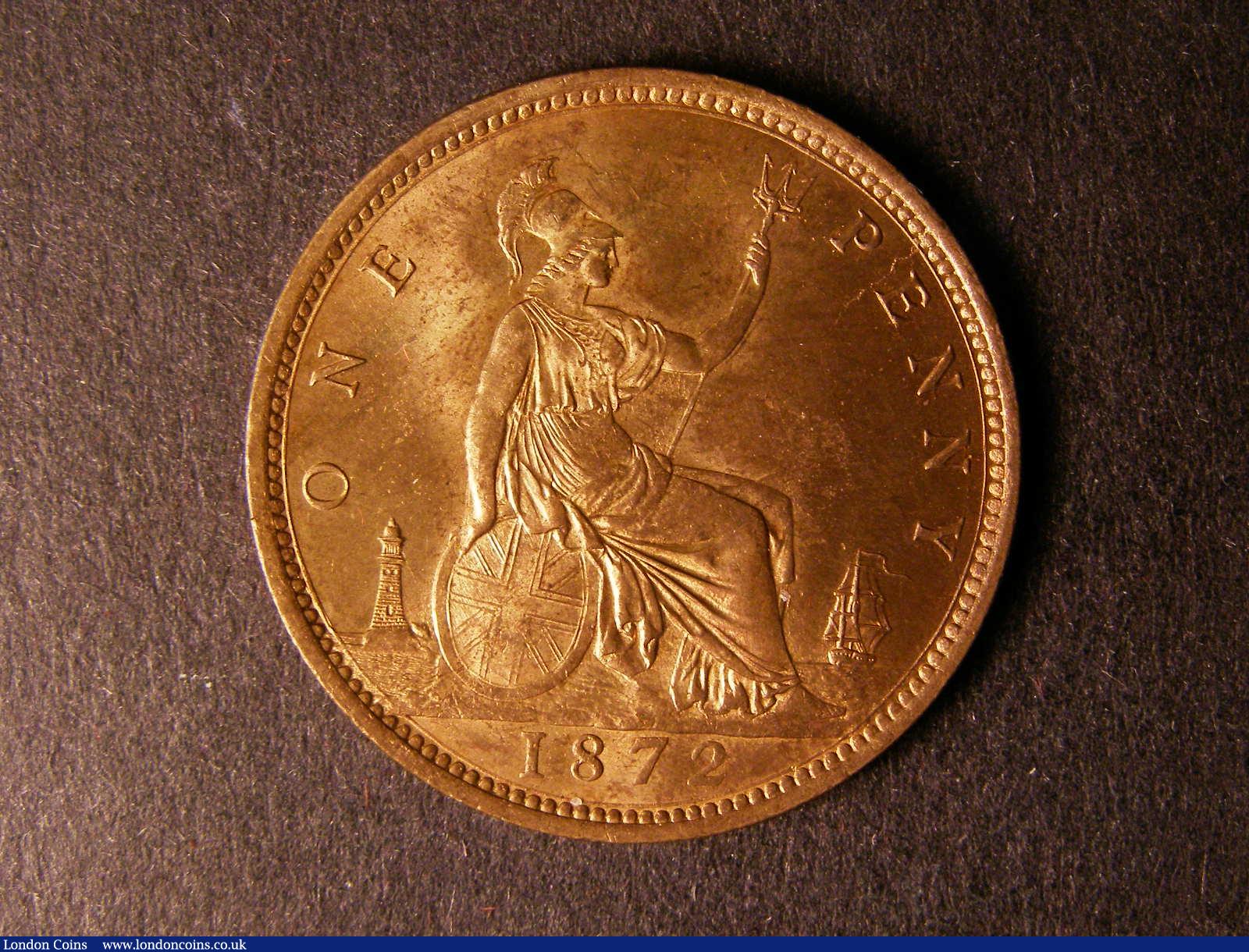 London Coins : A124 : Lot 718 : Penny 1872 Freeman 62 dies 6+G UNC with almost full lustre