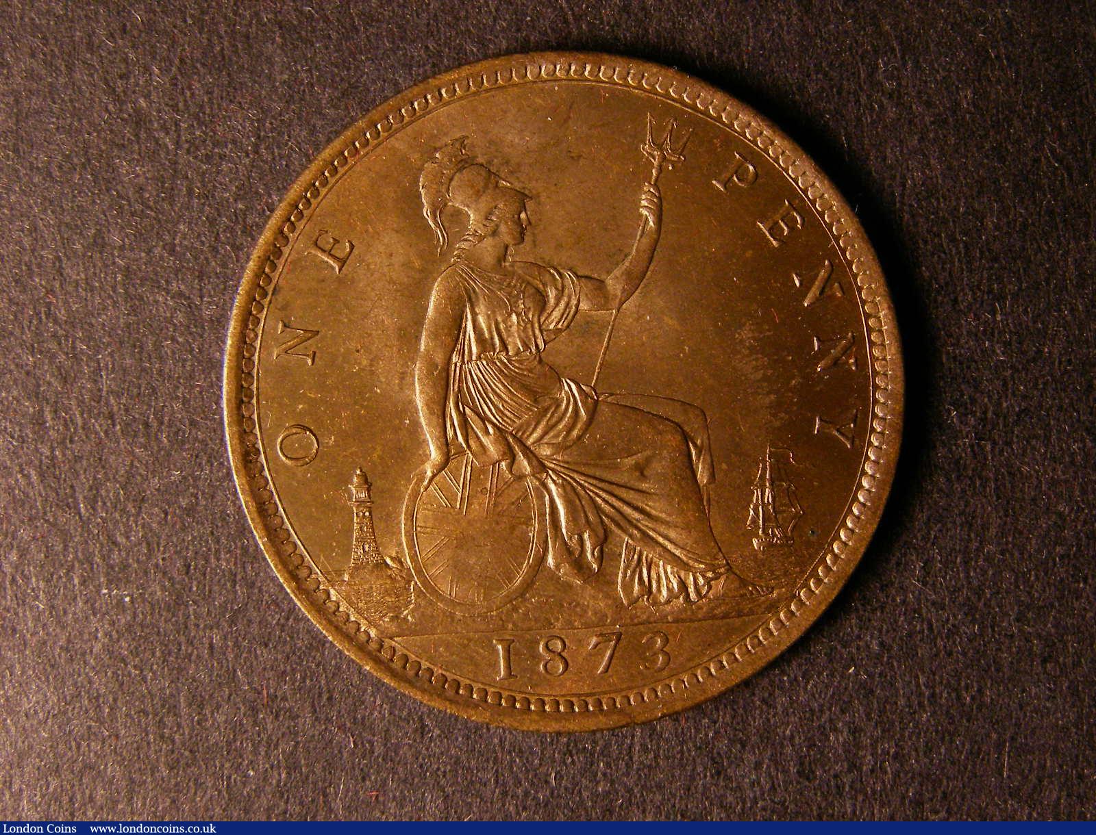 London Coins : A124 : Lot 720 : Penny 1873 Freeman 64 dies 6+G Lustrous UNC retaining some mint brilliance