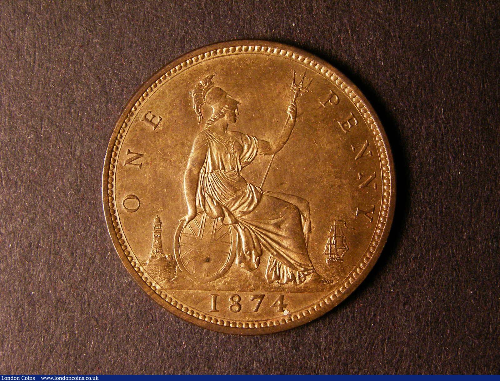 London Coins : A124 : Lot 722 : Penny 1874 Freeman 65 dies 6+G UNC with about 80% lustre